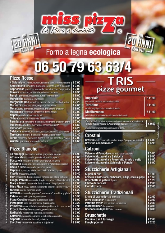 Miss Pizza - Eur Spinaceto Roma menù 1 pagina