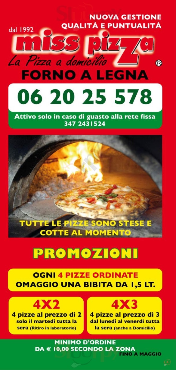 Miss Pizza - Tor Vergata Roma menù 1 pagina
