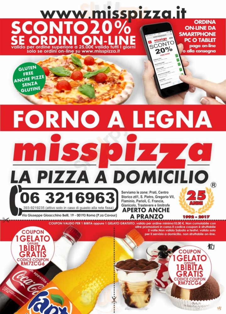 Miss Pizza - Prati Centro Roma menù 1 pagina