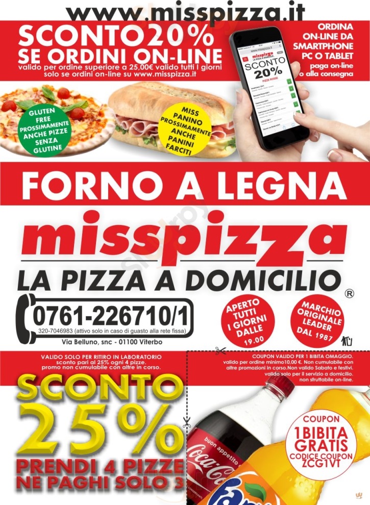 Miss Pizza - Viterbo Viterbo menù 1 pagina