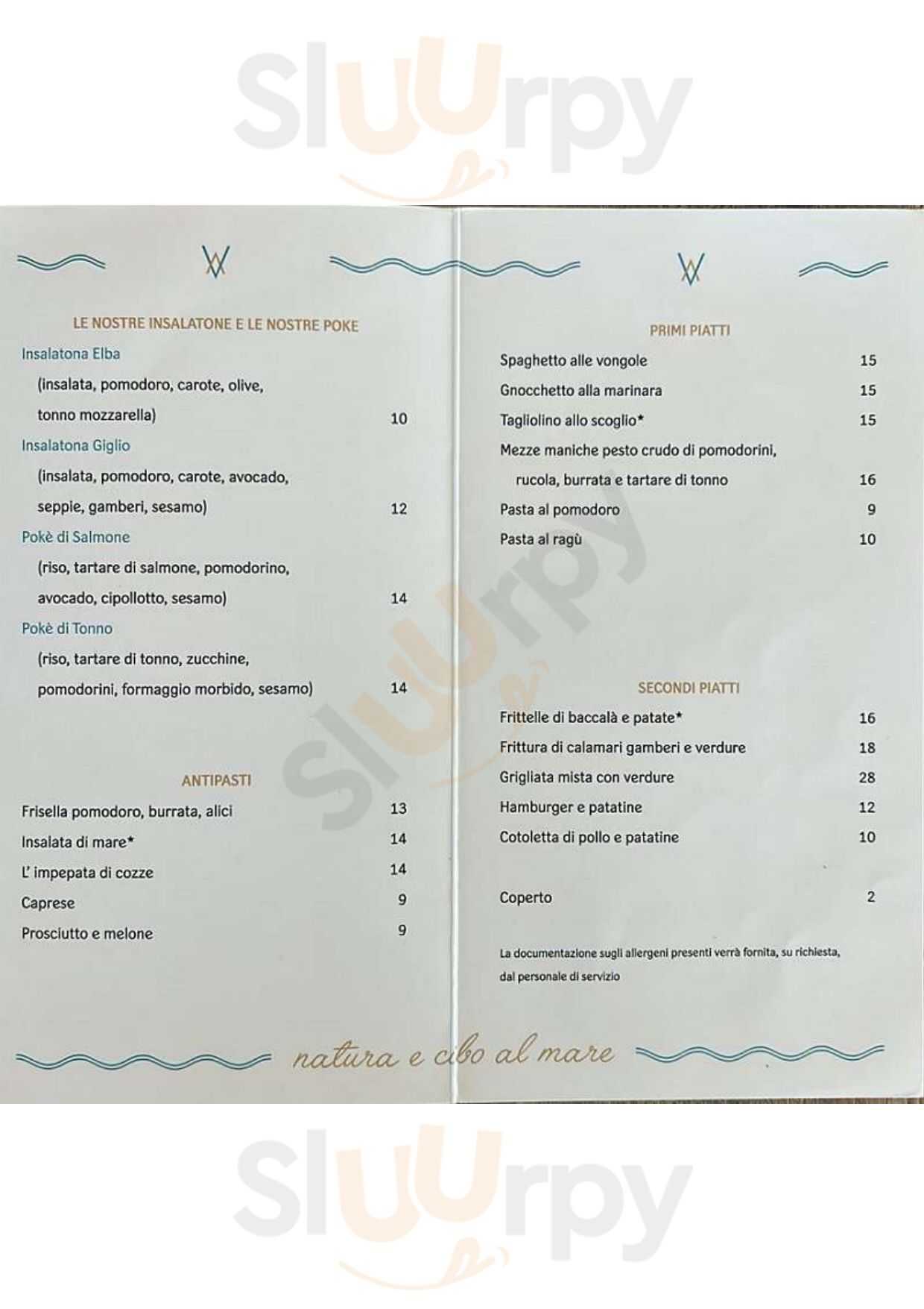 Ristorante Bagno Valbona Castiglione Della Pescaia menù 1 pagina