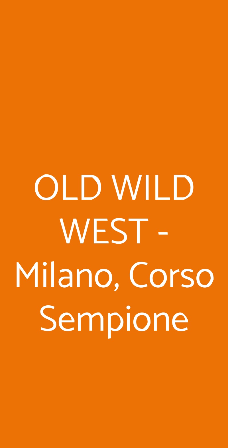 OLD WILD WEST Milano menù 1 pagina