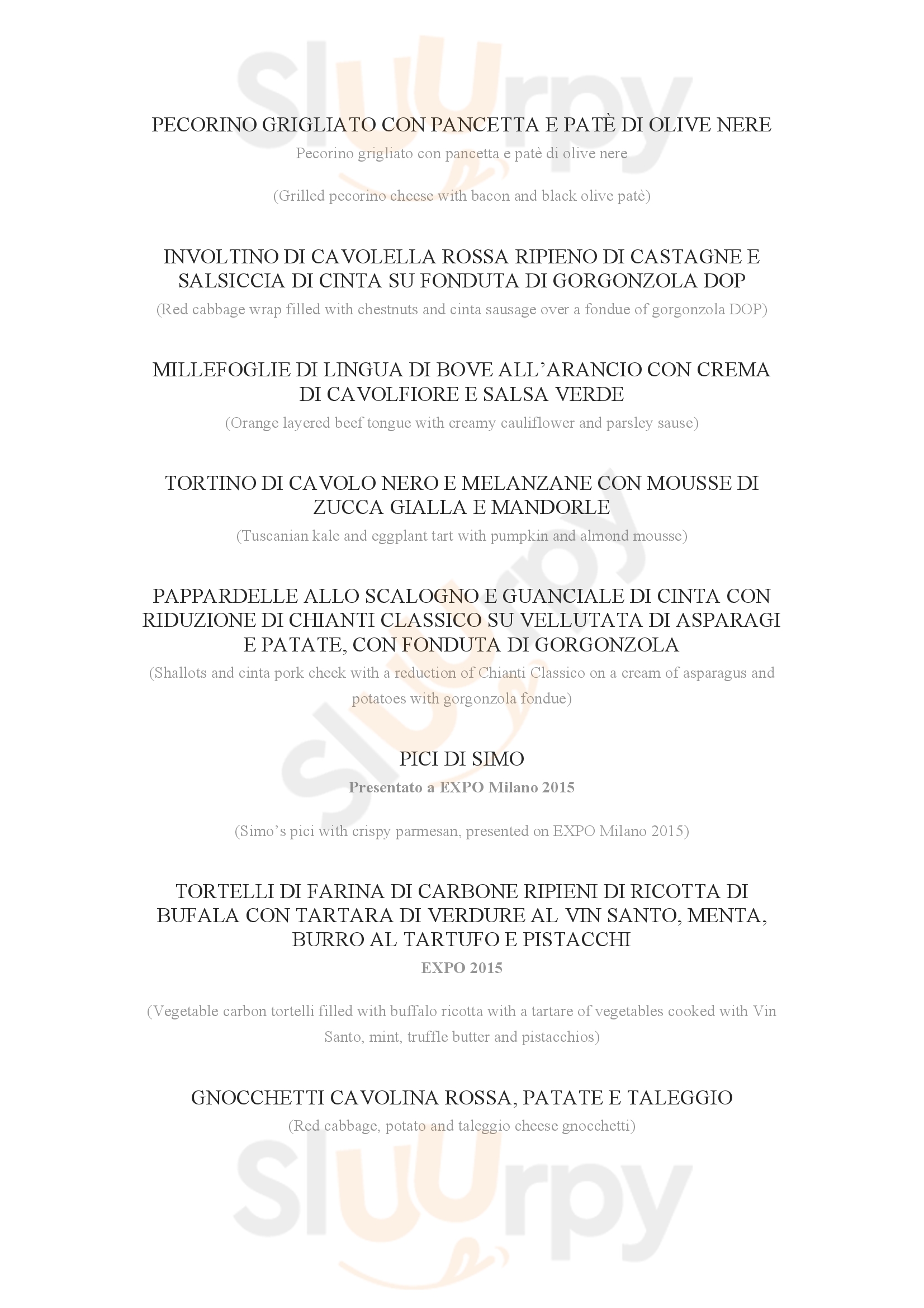 Osteria del Buon Governo Siena menù 1 pagina