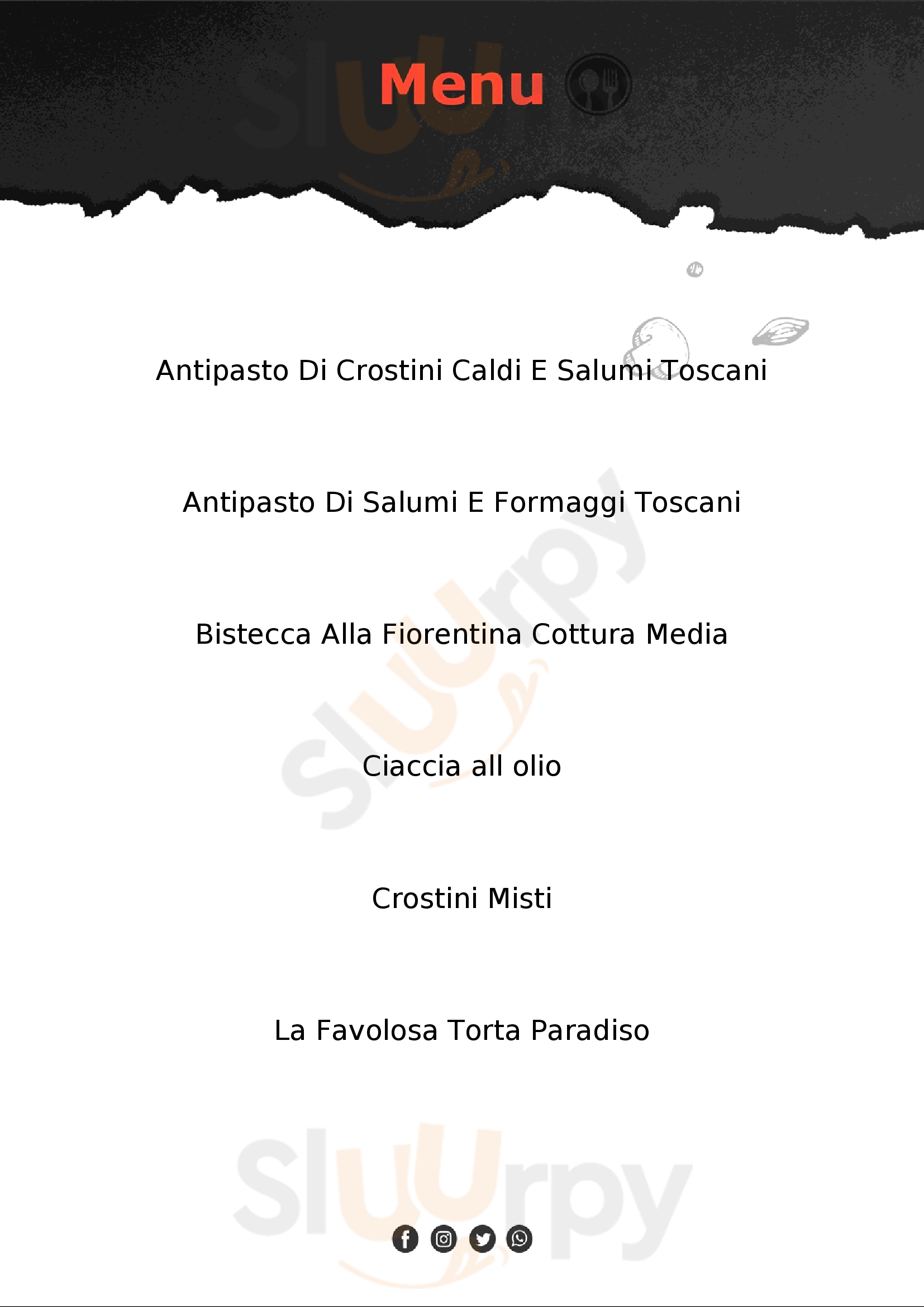 Restaurant Santorotto Sinalunga menù 1 pagina