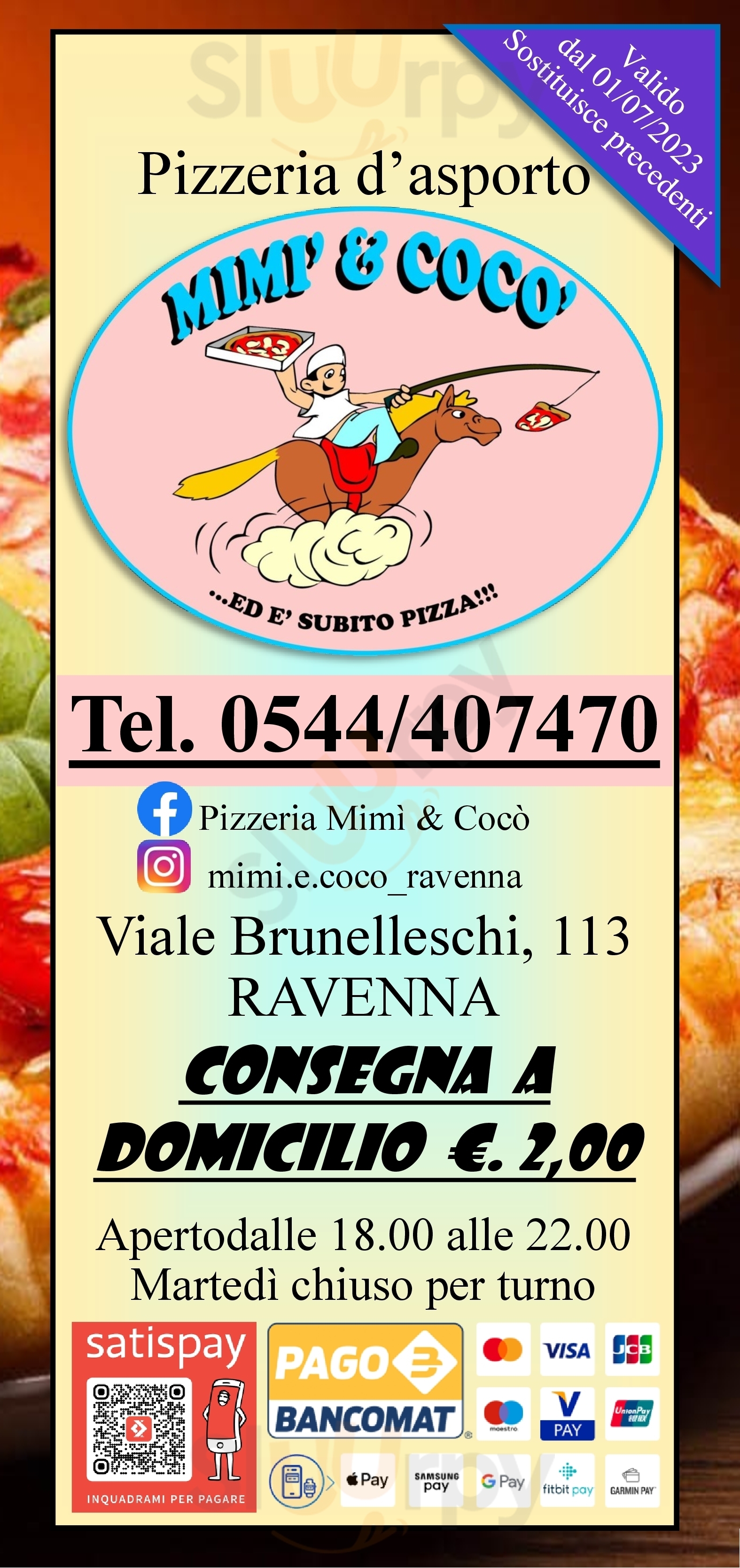 Mimi & Coco Ravenna menù 1 pagina