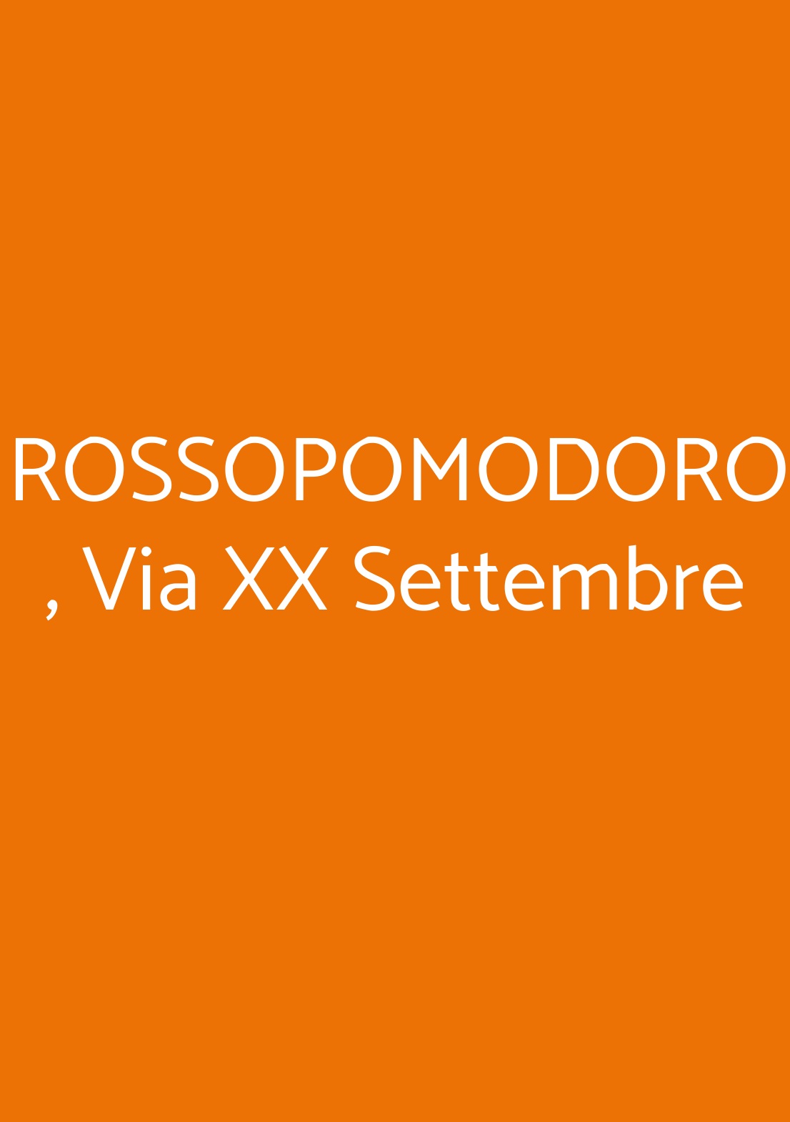 ROSSOPOMODORO , Via XX Settembre Torino menù 1 pagina