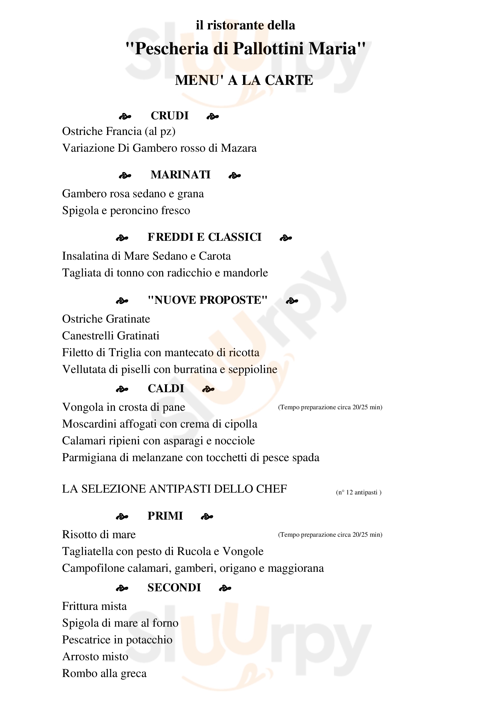 Ristorante-Pescheria Pallottini Maria San Benedetto Del Tronto menù 1 pagina