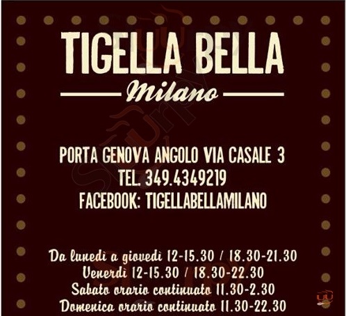 TIGELLA BELLA - Milano Milano menù 1 pagina