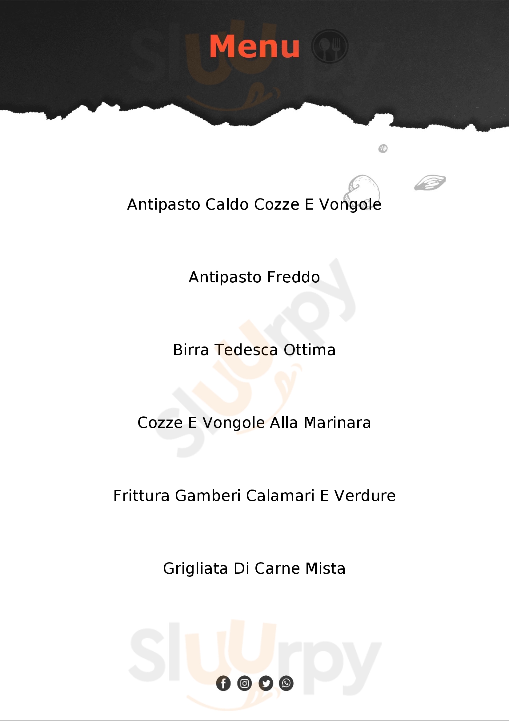 Osteria al Vento di Focara Pesaro menù 1 pagina