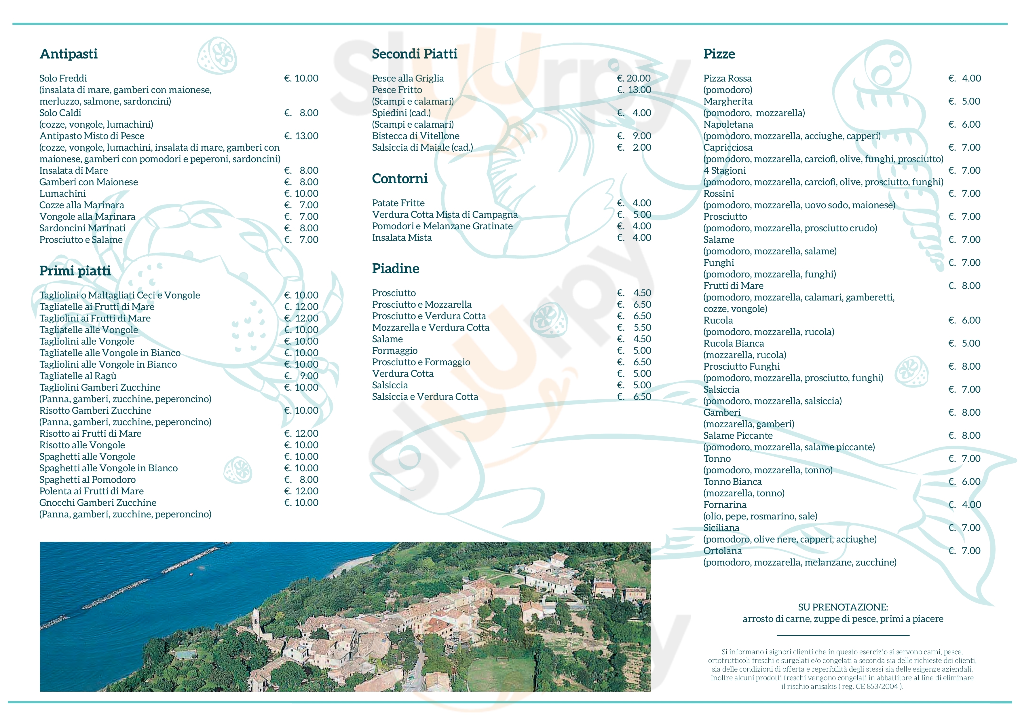 Ristorante La Rupe Pesaro menù 1 pagina