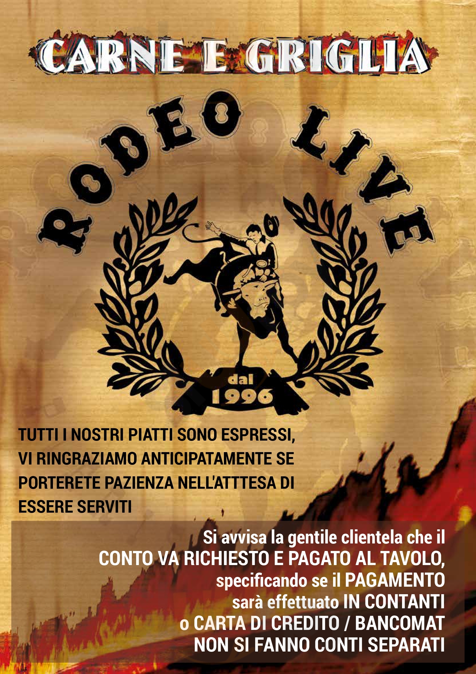 Rodeo Live Gorizia menù 1 pagina