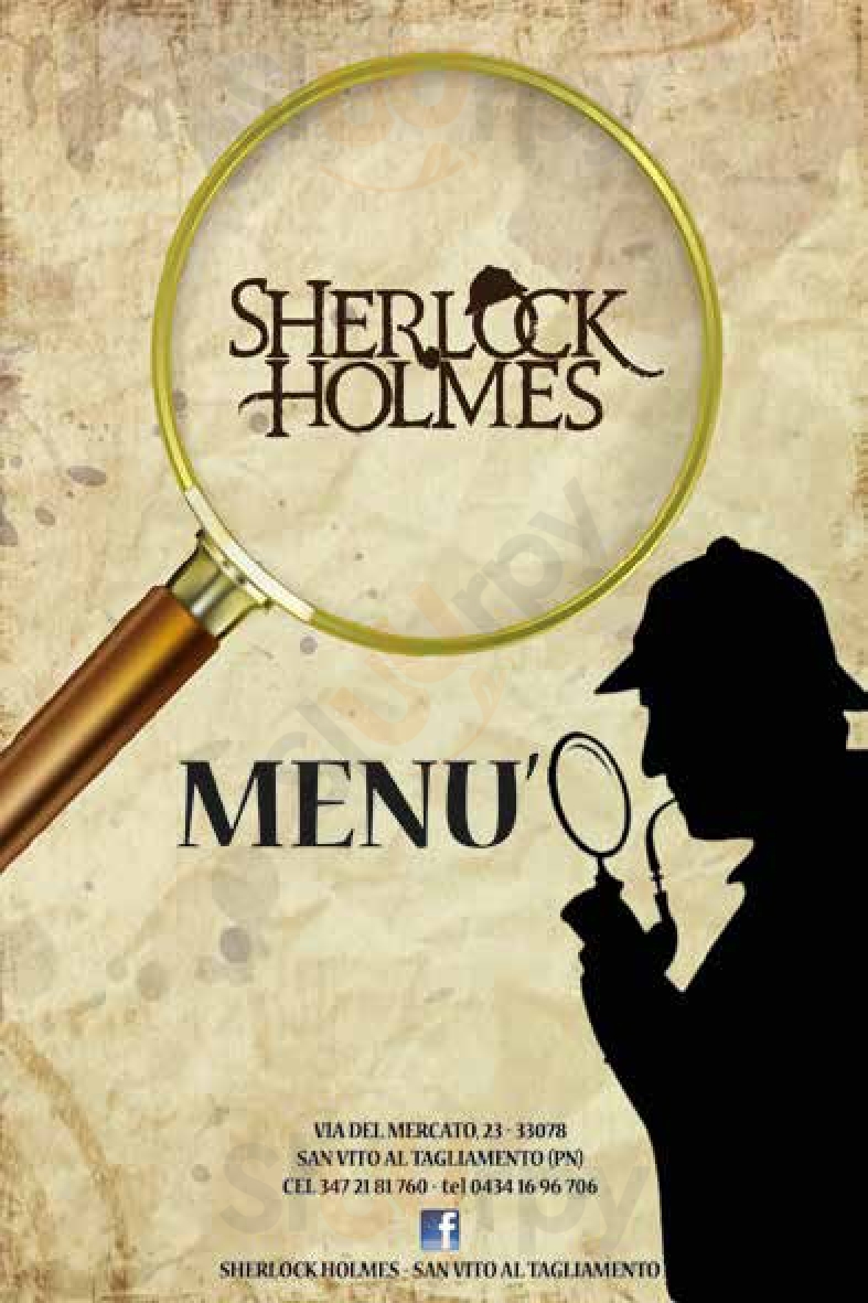 Sherlock Holmes San Vito al Tagliamento menù 1 pagina