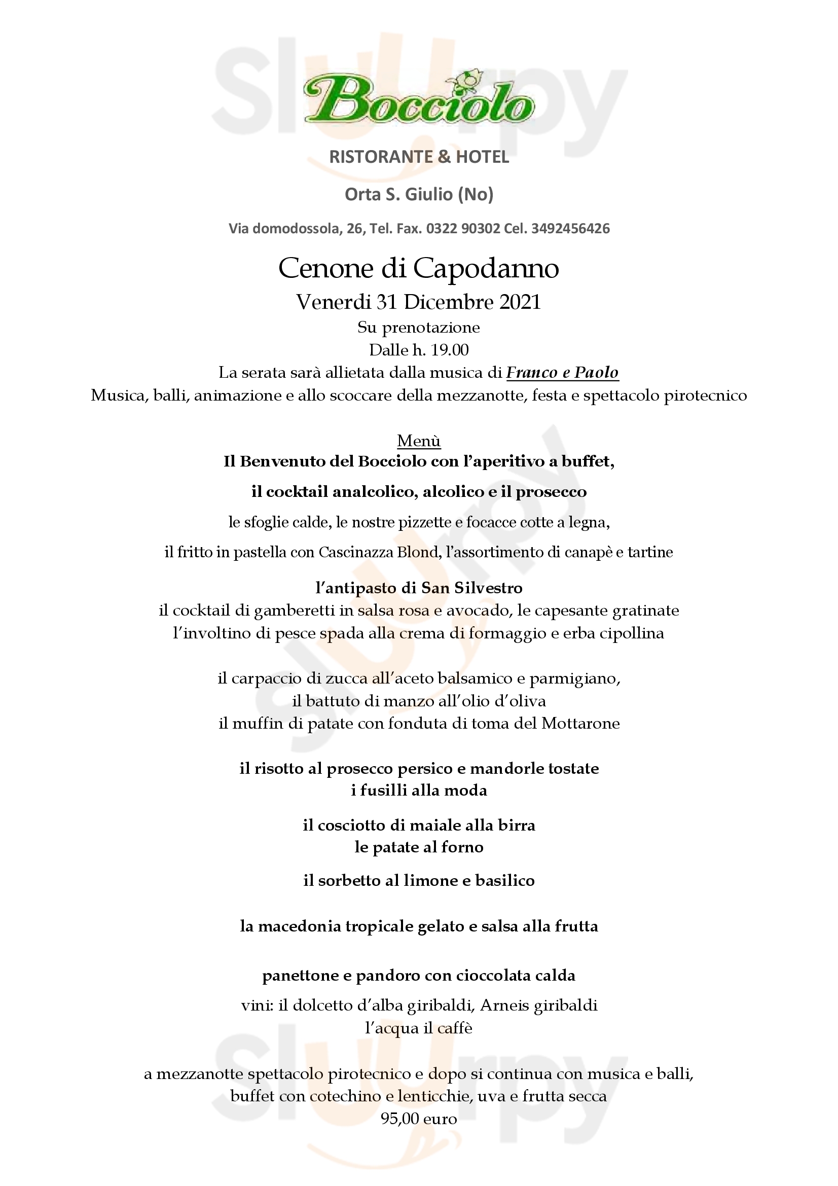 ristorante Bocciolo Orta San Giulio menù 1 pagina