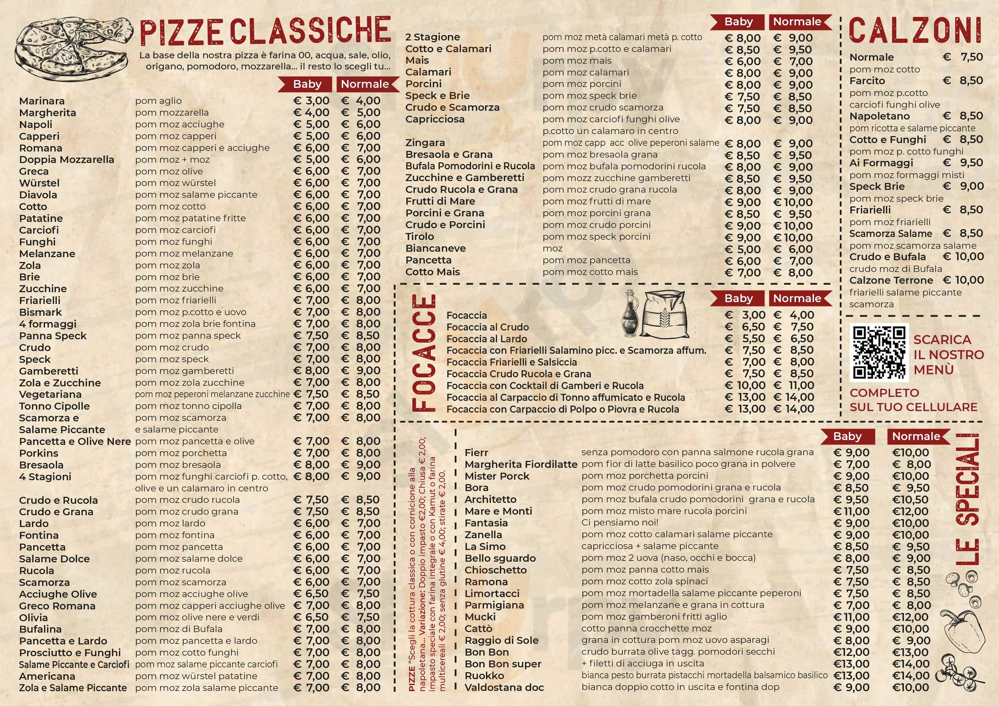 Ristorante Pizzeria La Curva Cerano menù 1 pagina