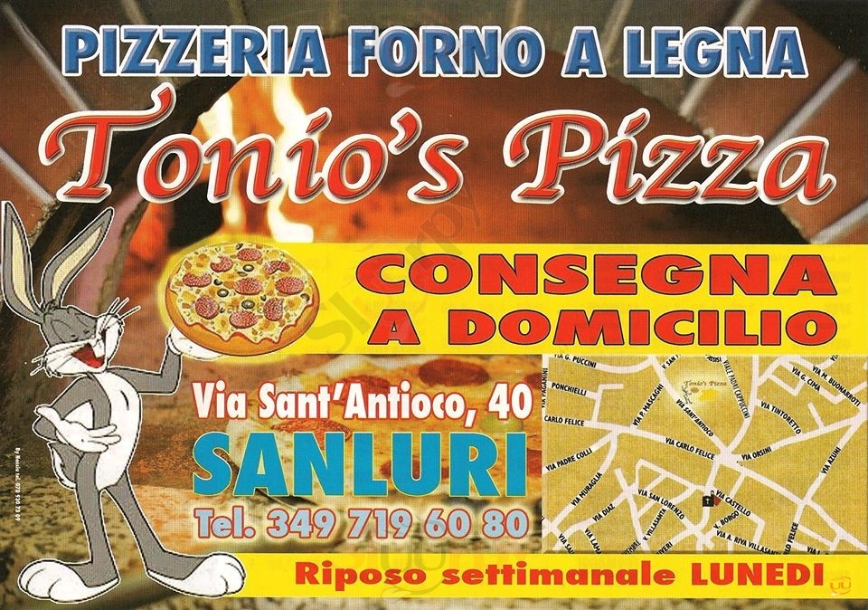 TONIO'S PIZZA Villacidro menù 1 pagina