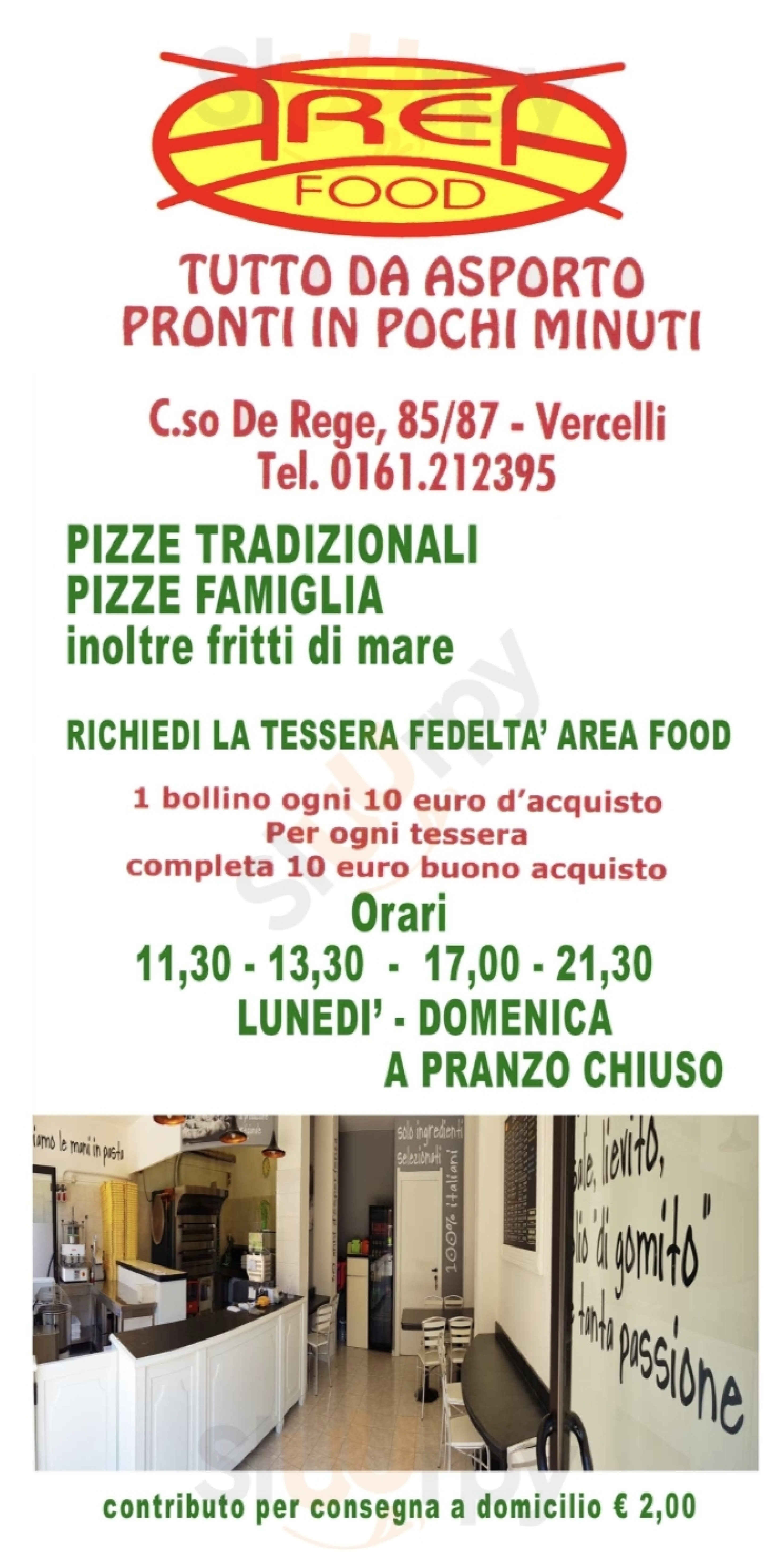 AREAFOOD Vercelli menù 1 pagina