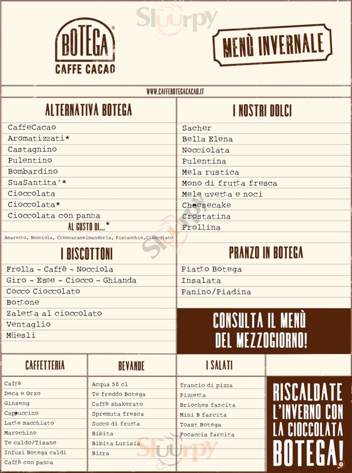 BOTEGA CAFFE' CACAO - Gallarate Via Borghi Gallarate menù 1 pagina