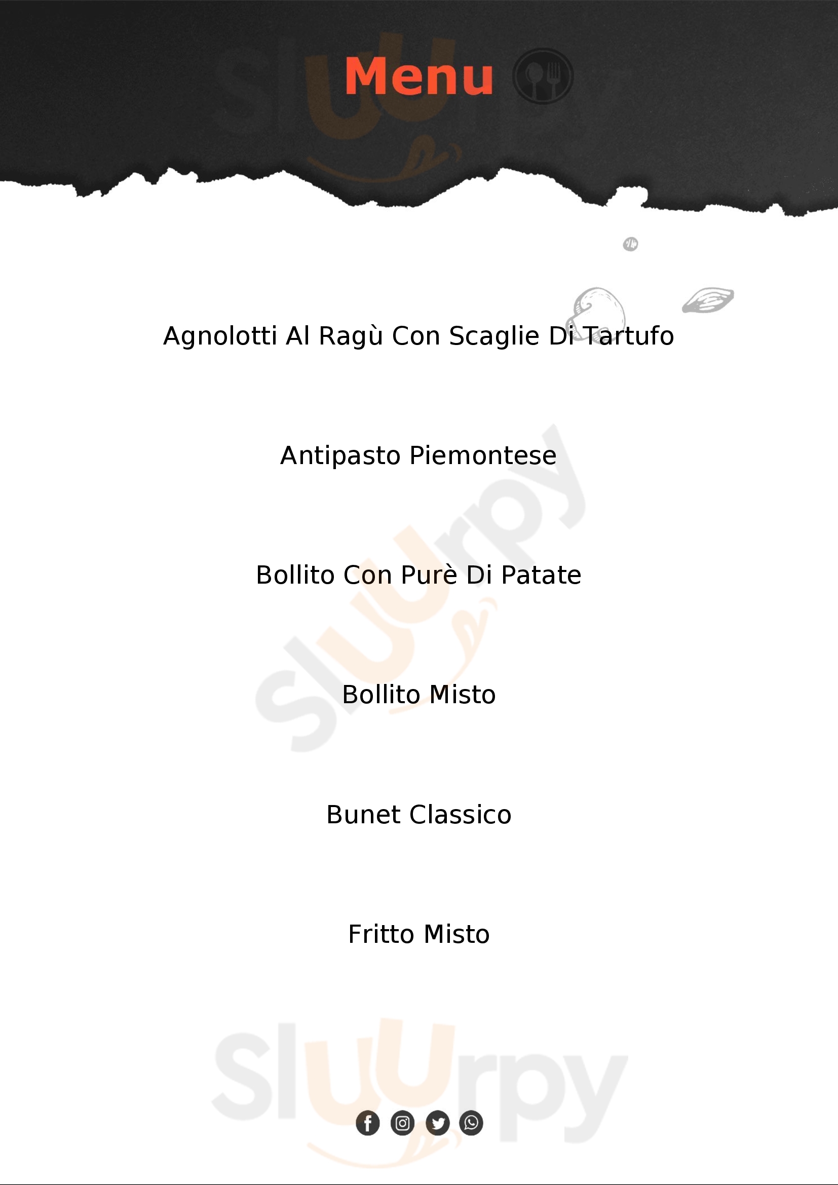 Osteria Amarotto Casale Monferrato menù 1 pagina