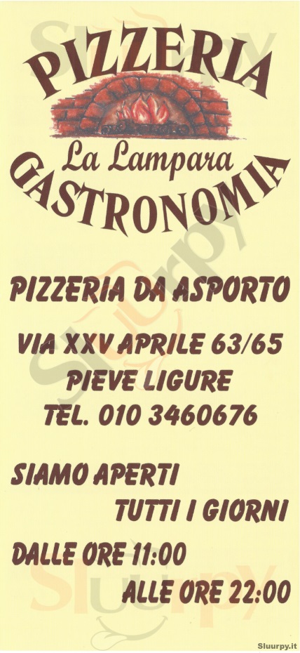 LA LAMPARA Pieve Ligure menù 1 pagina