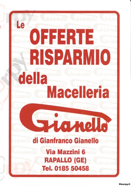 MACELLERIA GIANELLO Rapallo menù 1 pagina