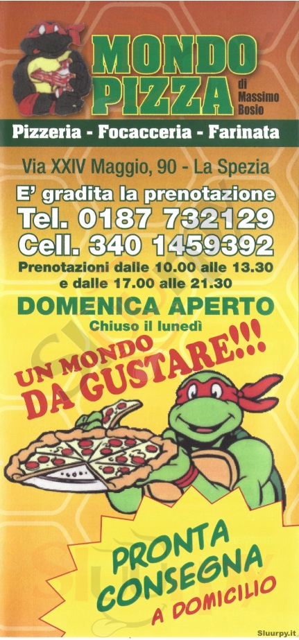 MONDO PIZZA La Spezia menù 1 pagina