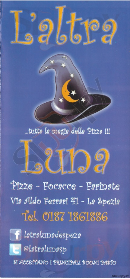 L'ALTRA LUNA La Spezia menù 1 pagina