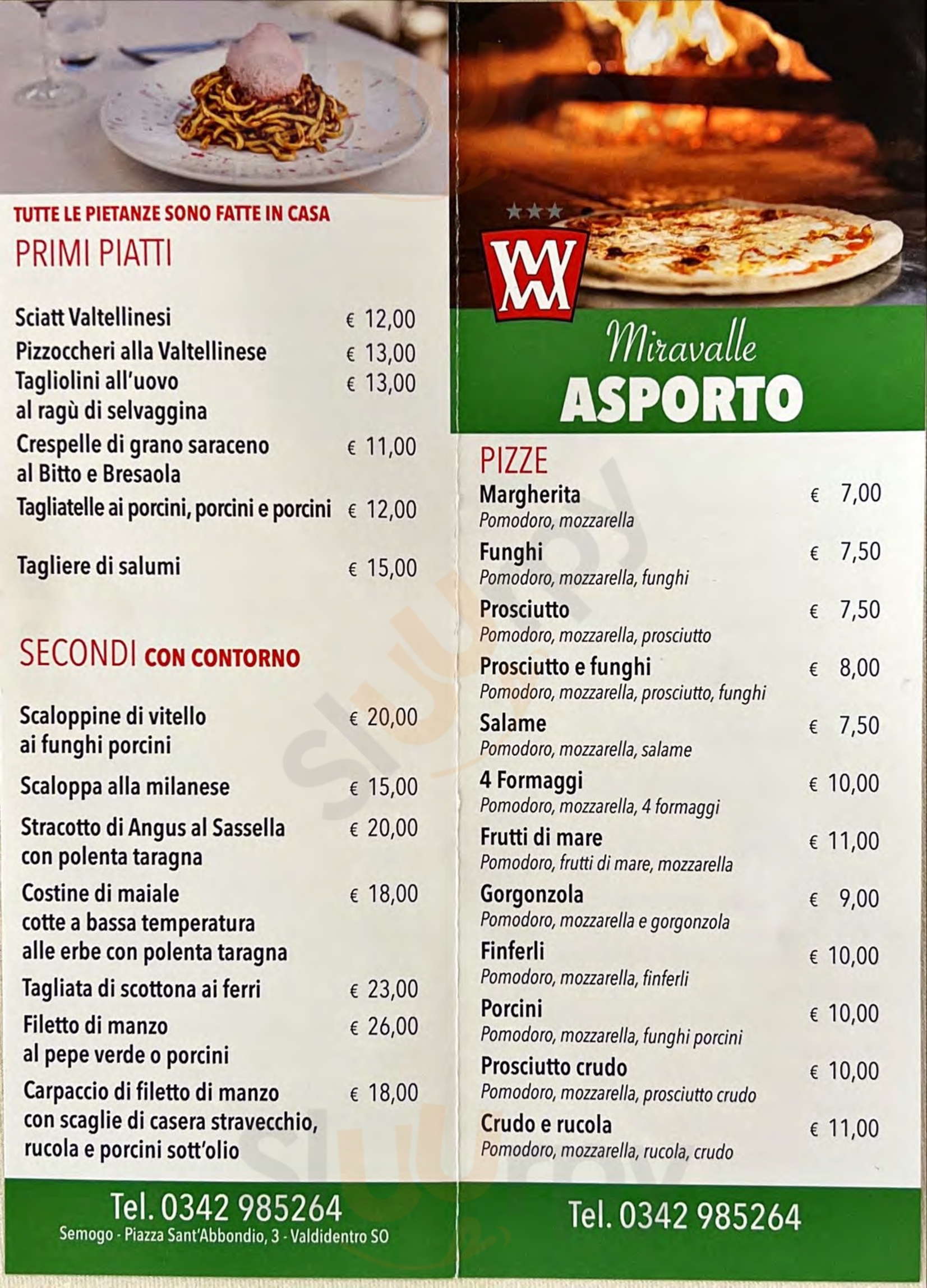 Hotel Ristorante Pizzeria Bar Miravalle Valdidentro menù 1 pagina