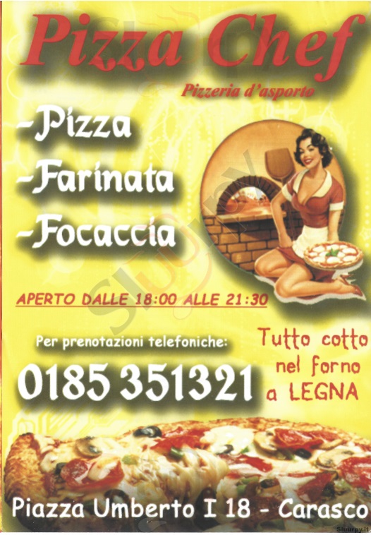 Pizzeria Pizza Chef Carasco menù 1 pagina