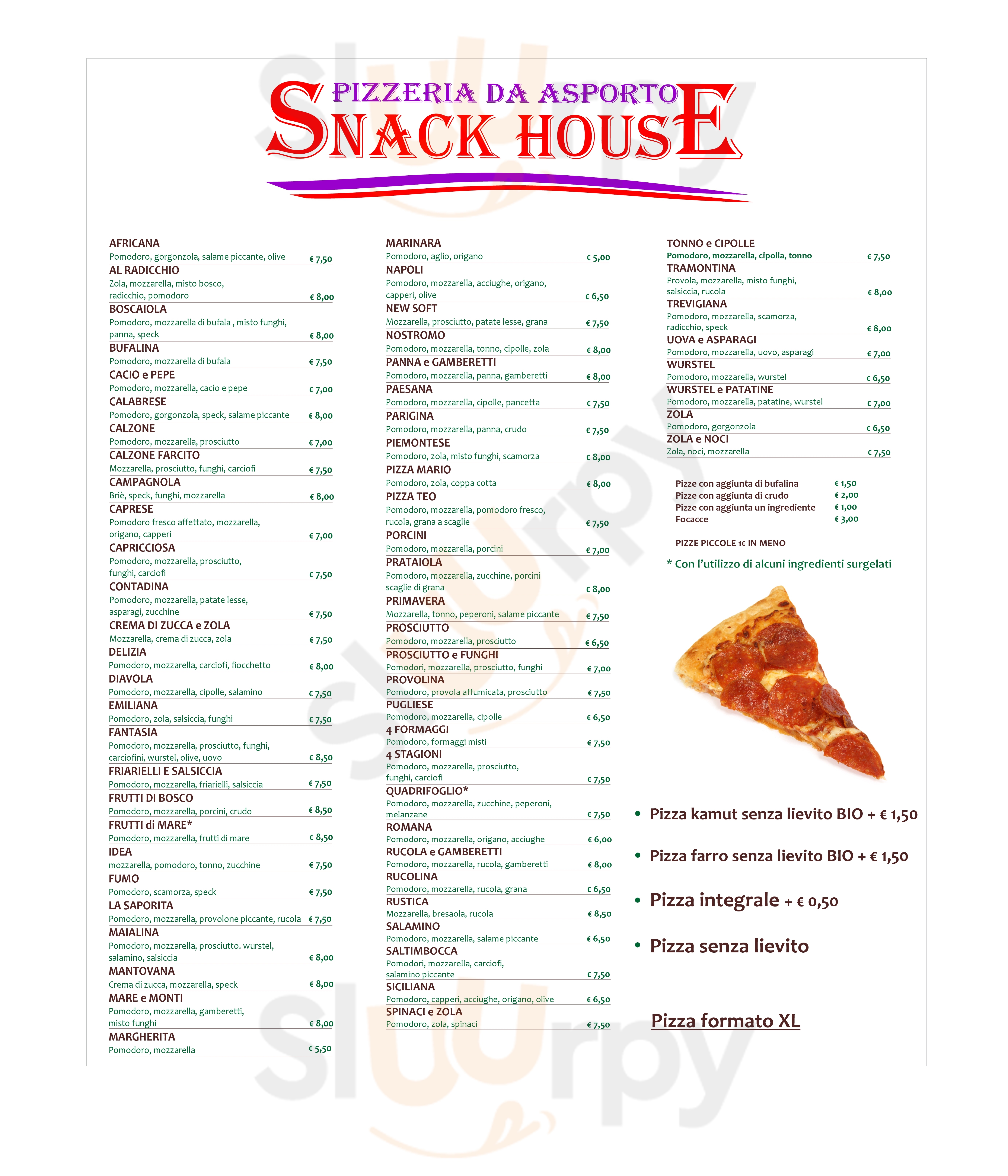 Snack House - Pizzeria da asporto Cremona menù 1 pagina