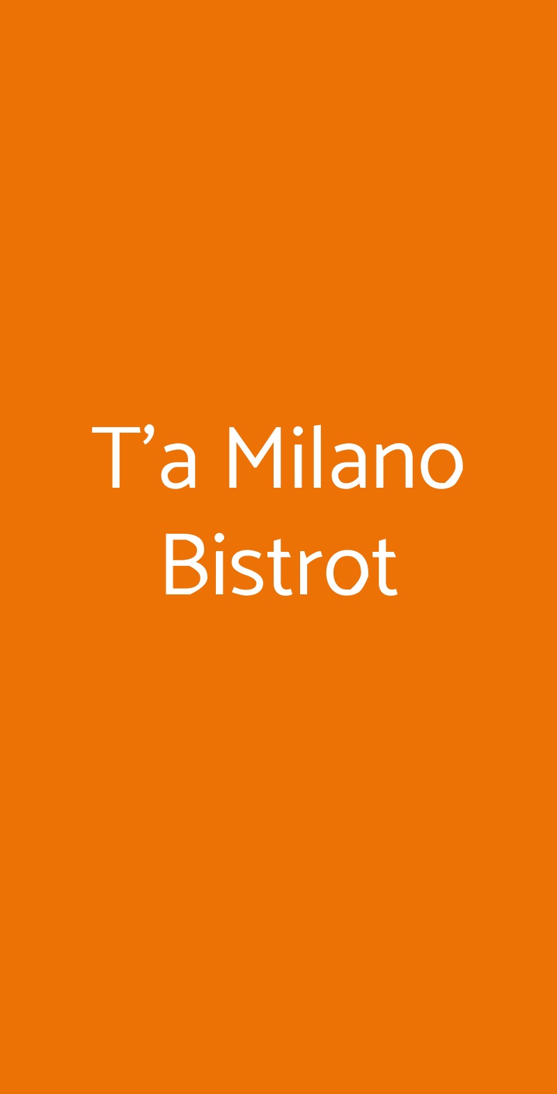 T'a Milano Bistrot Milano menù 1 pagina