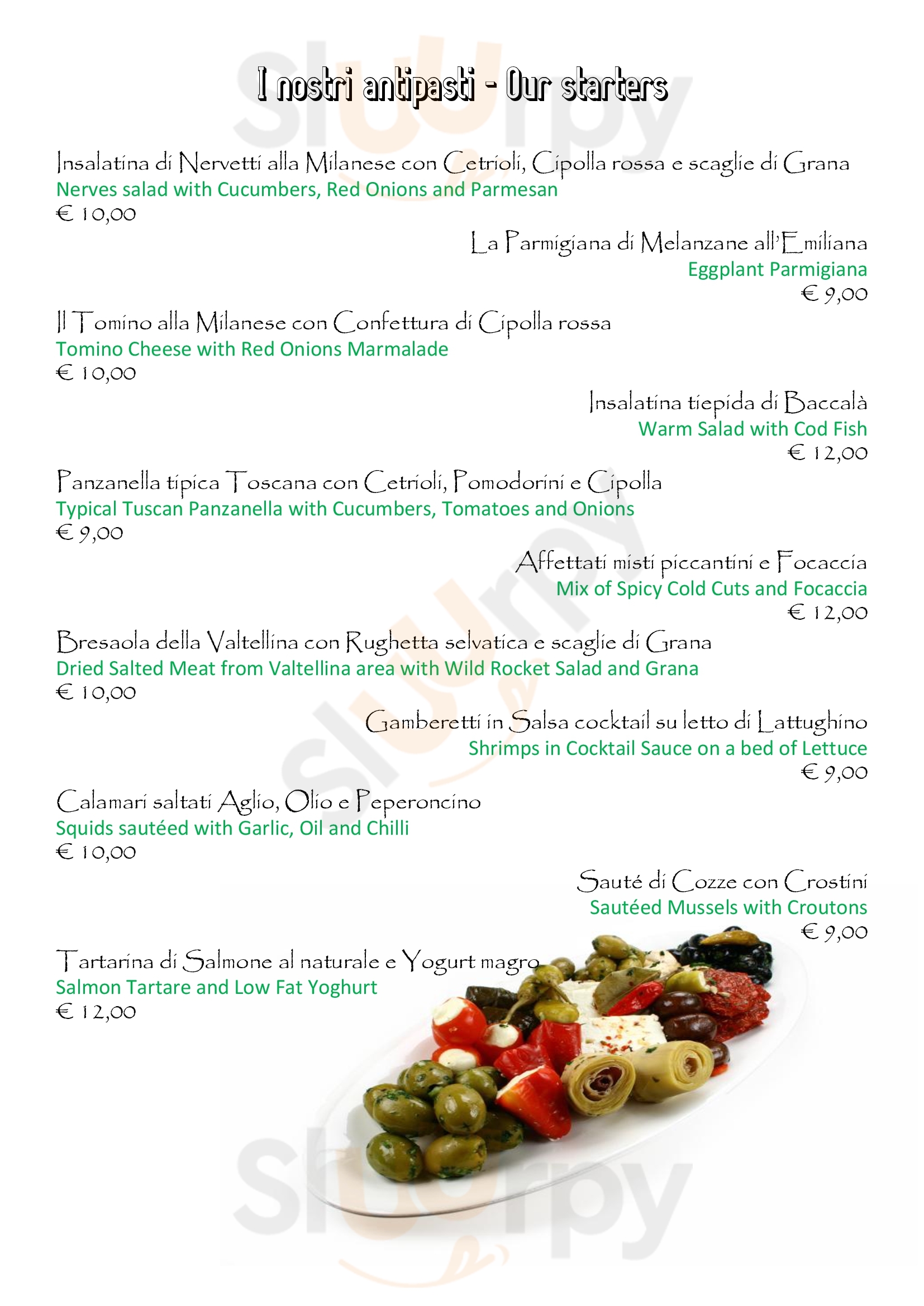 Osteria Italiana Milano menù 1 pagina