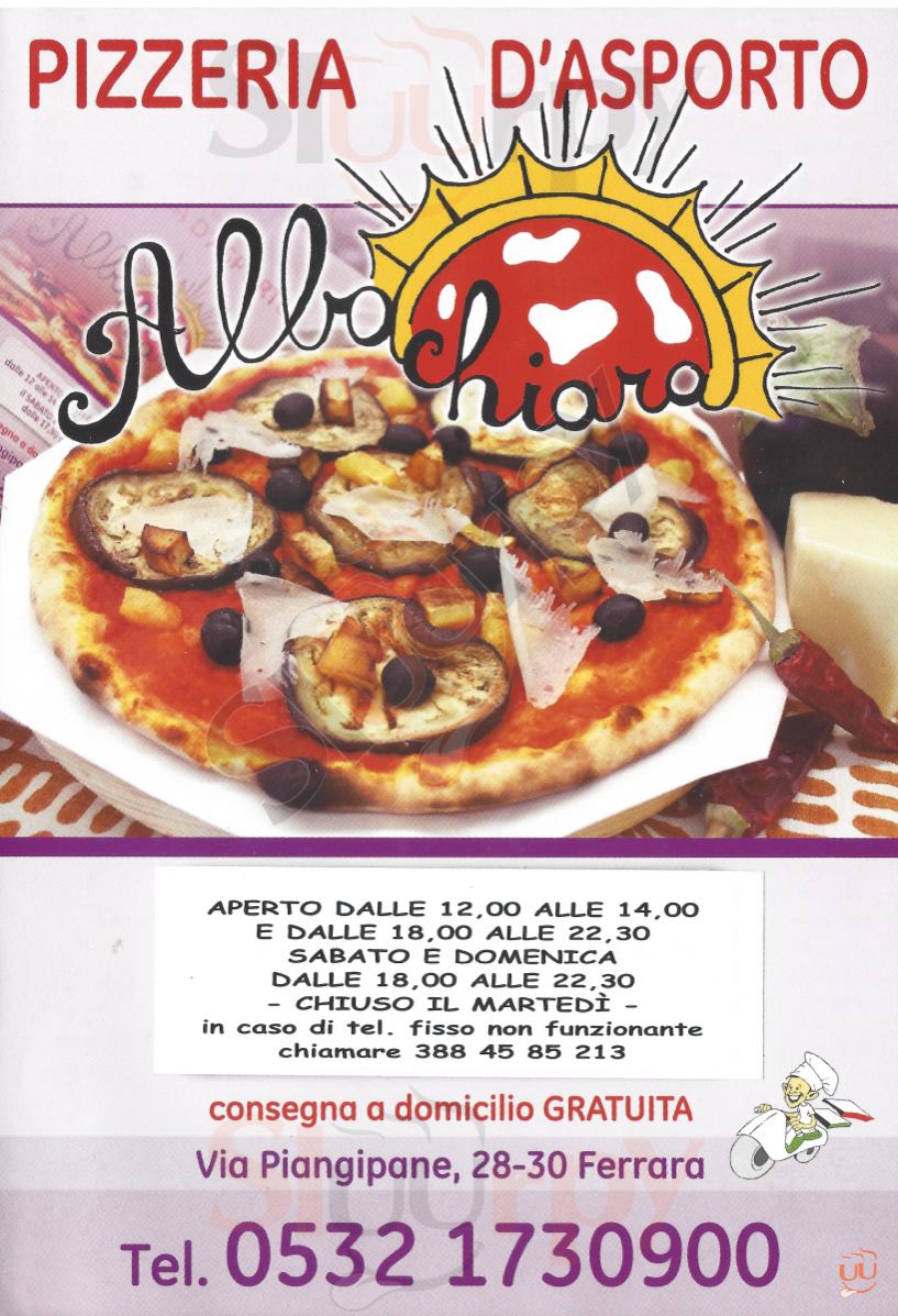 ALBACHIARA Ferrara menù 1 pagina