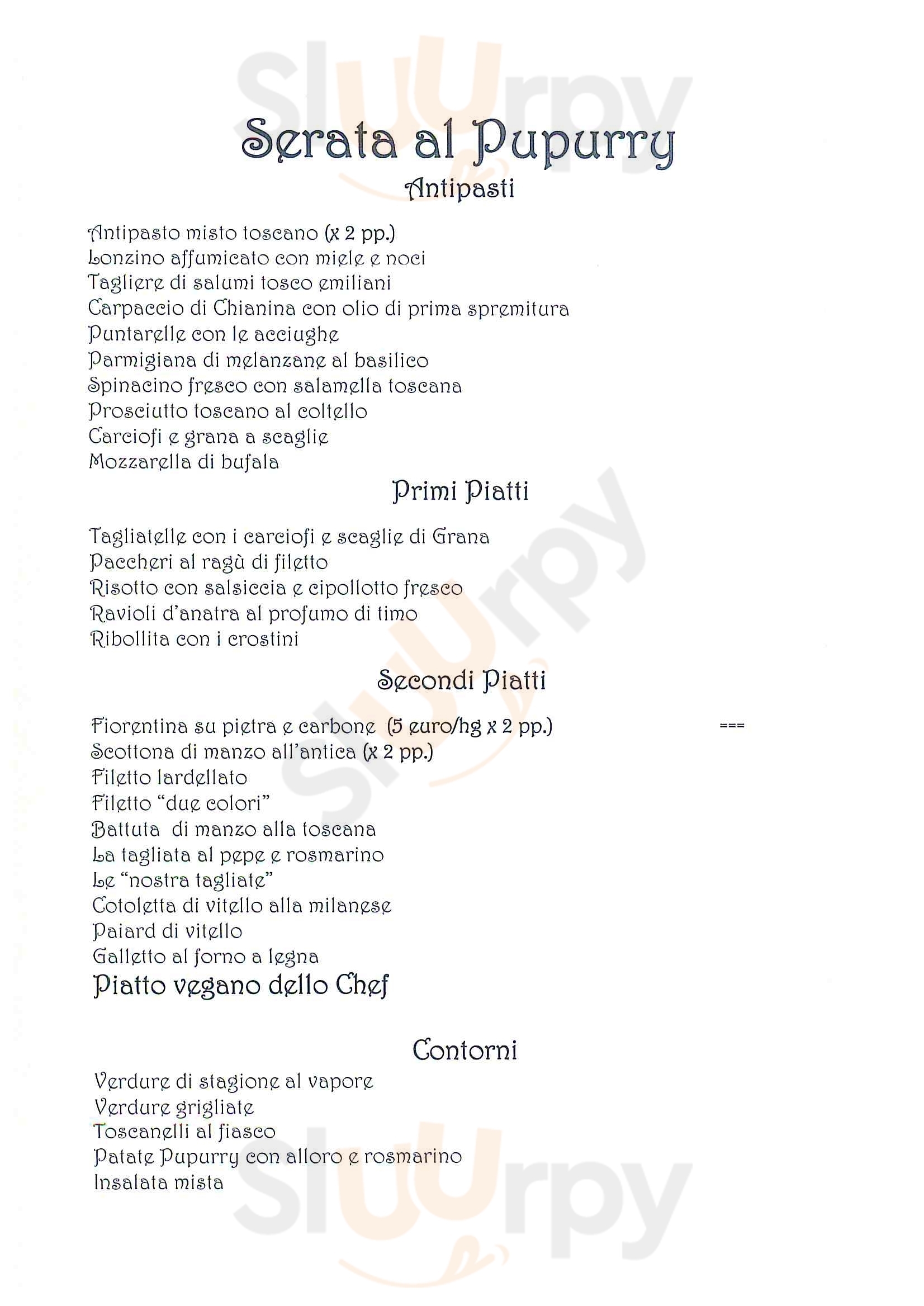 Pupurry Milano menù 1 pagina