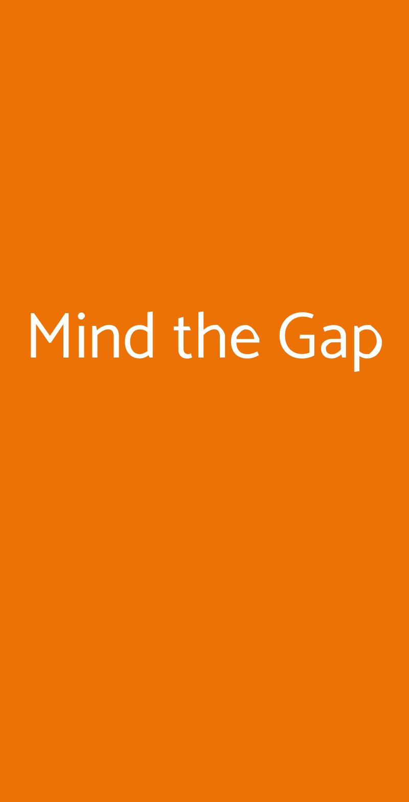 Mind the Gap Milano menù 1 pagina