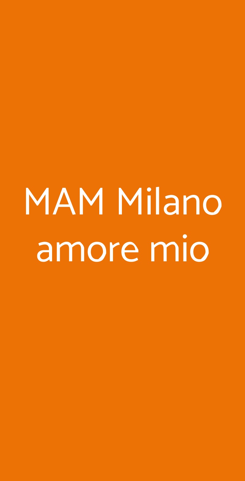 MAM Milano amore mio Milano menù 1 pagina