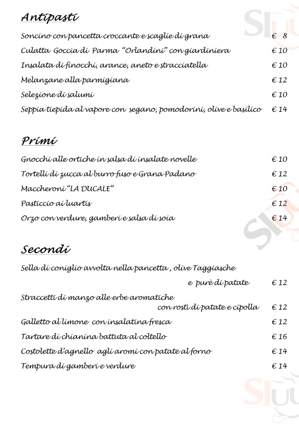 FRAGOLETTA ANTICA OSTERIA Mantova menù 1 pagina