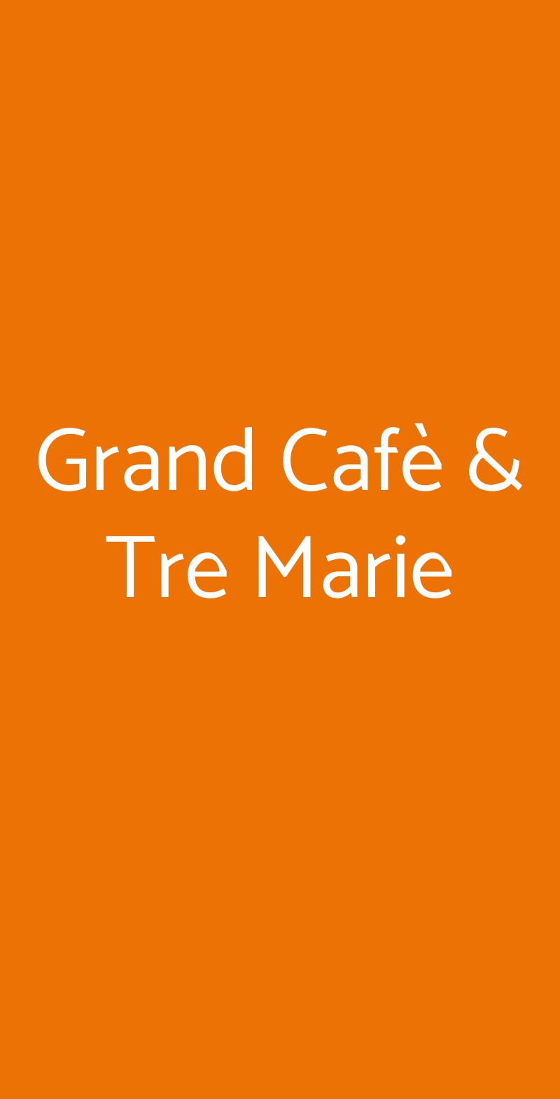 Grand Cafè & Tre Marie Milano menù 1 pagina