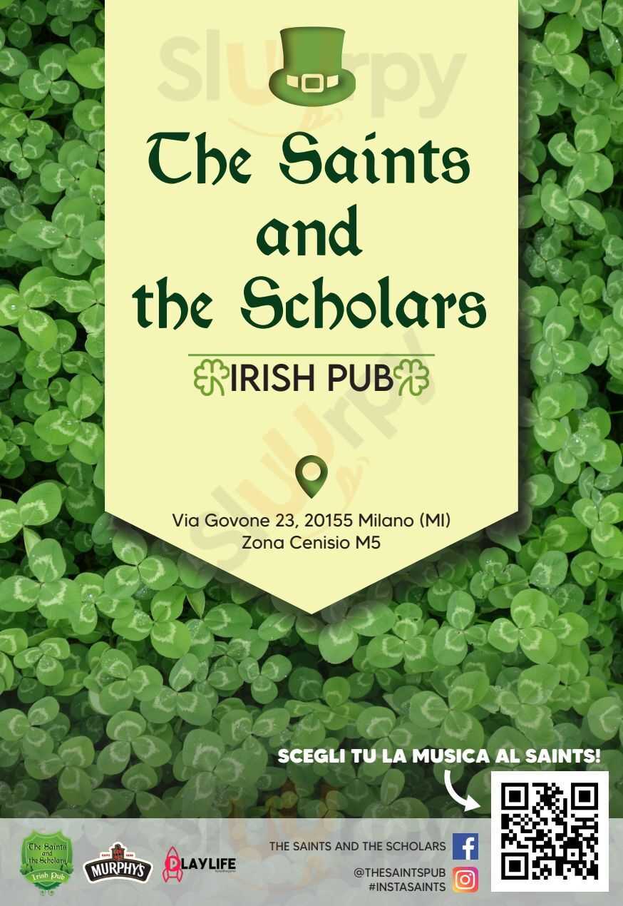 The Saints & The Scholars Milano menù 1 pagina