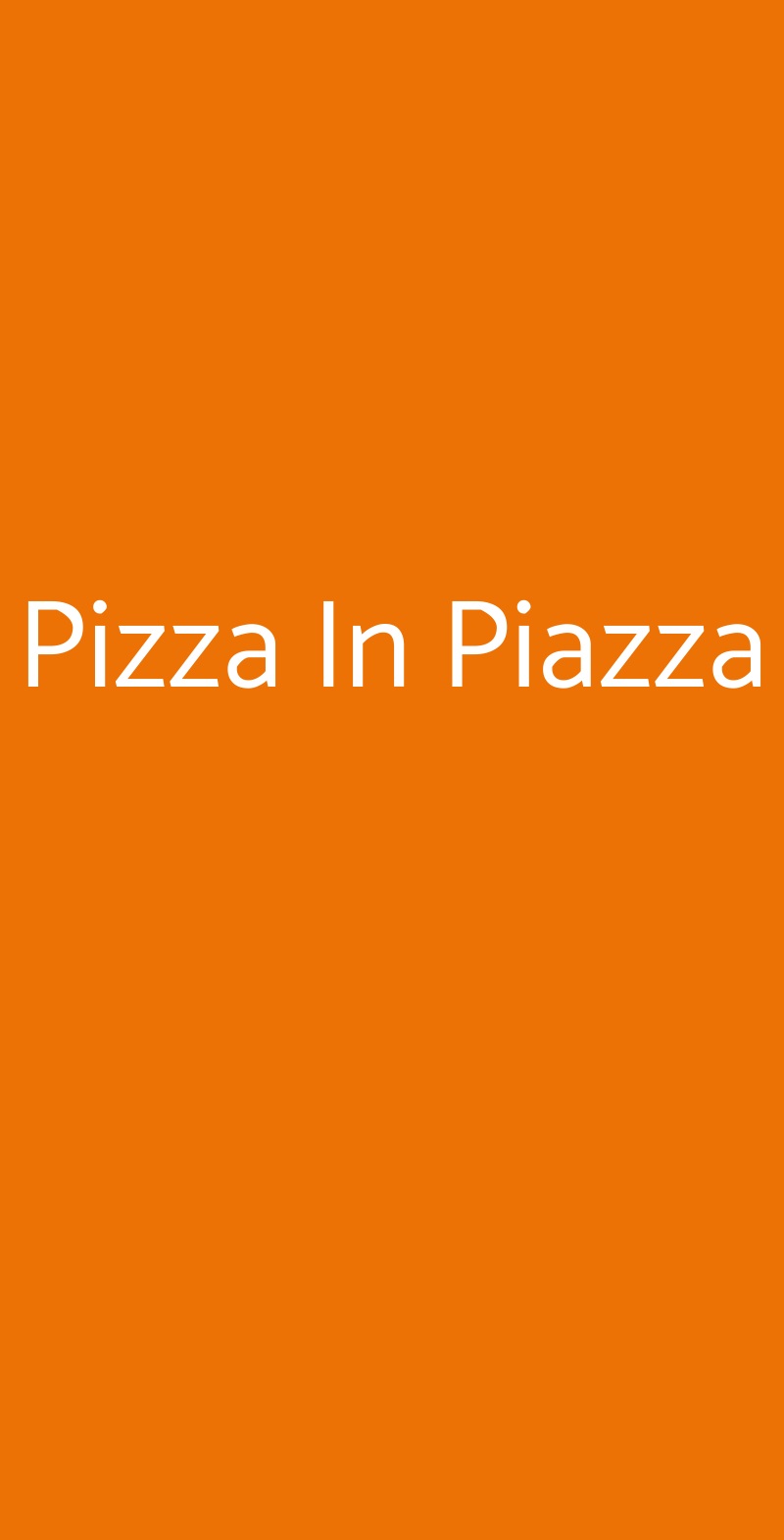 Pizza In Piazza Milano menù 1 pagina