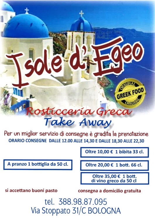 ISOLE D'EGEO Bologna menù 1 pagina