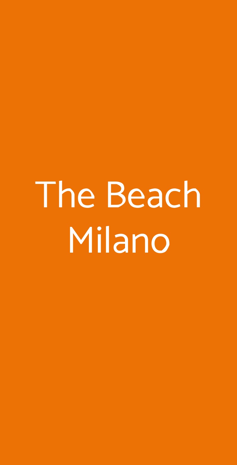 The Beach Milano Milano menù 1 pagina
