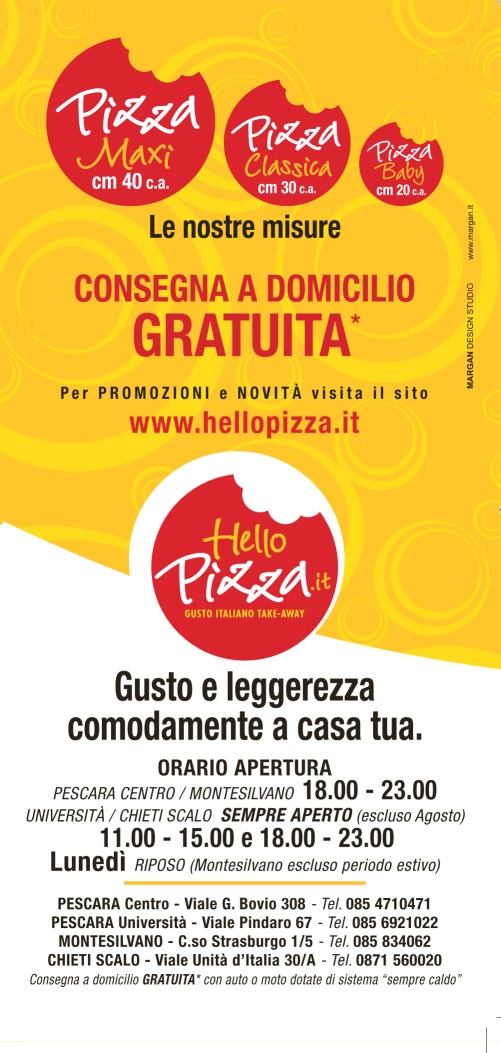 HELLOPIZZA, Centro Pescara menù 1 pagina