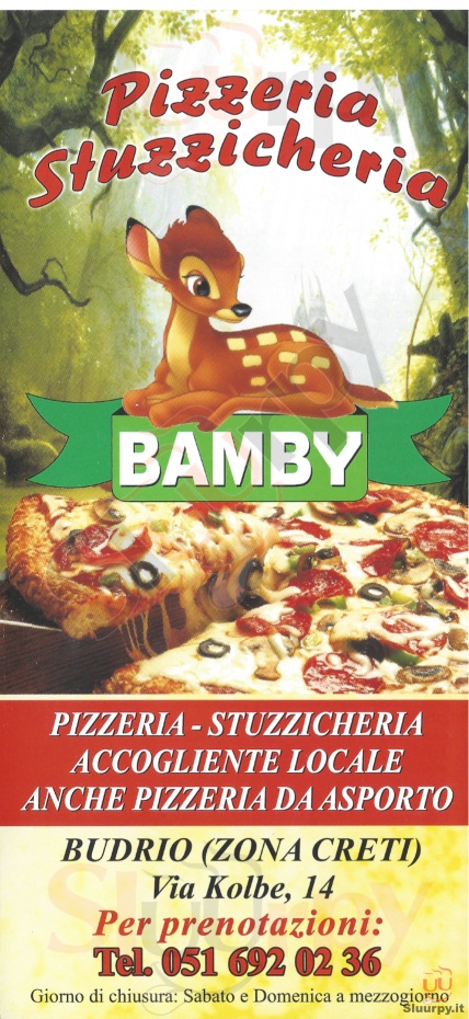 BAMBY Budrio menù 1 pagina