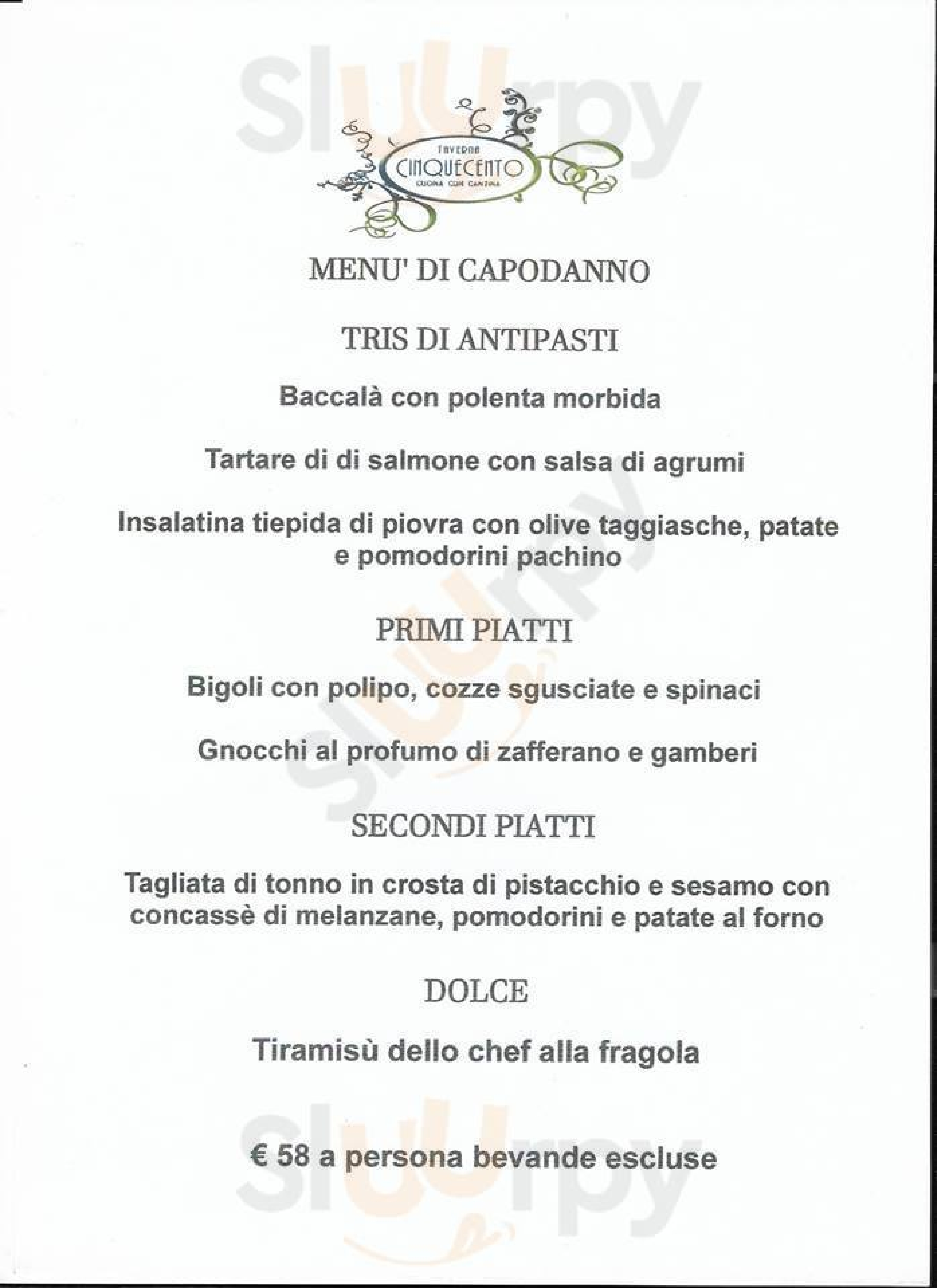Taverna Cinquecento Mantova menù 1 pagina