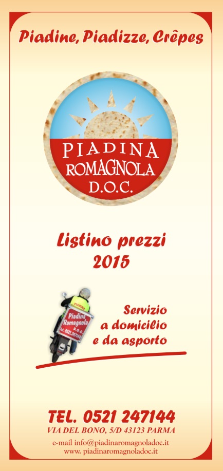 PIADINA ROMAGNOLA DOC Parma menù 1 pagina