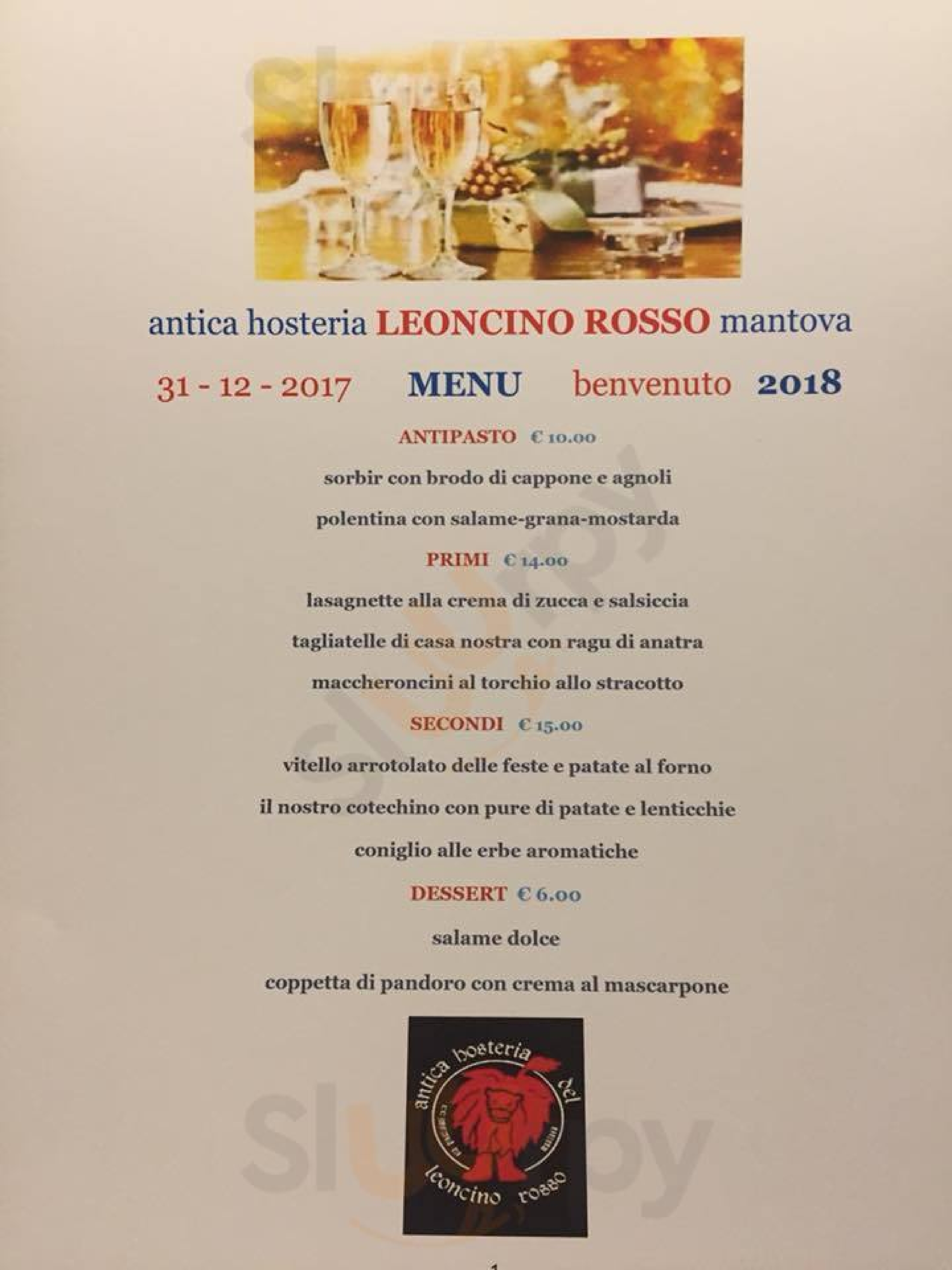 Trattoria Leoncino Rosso Mantova menù 1 pagina
