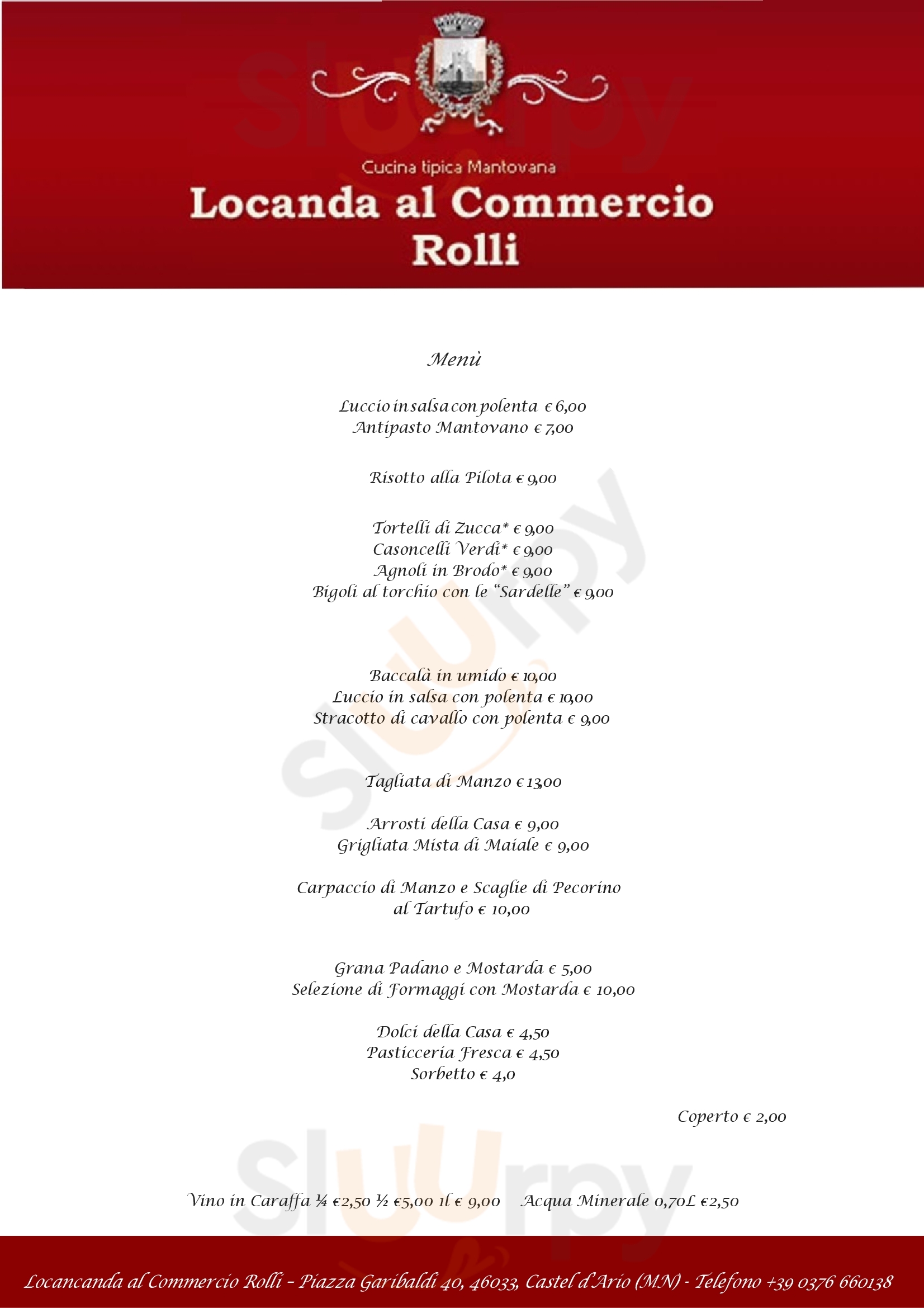 Locanda al Commercio Rolli Castel d&#39;Ario menù 1 pagina