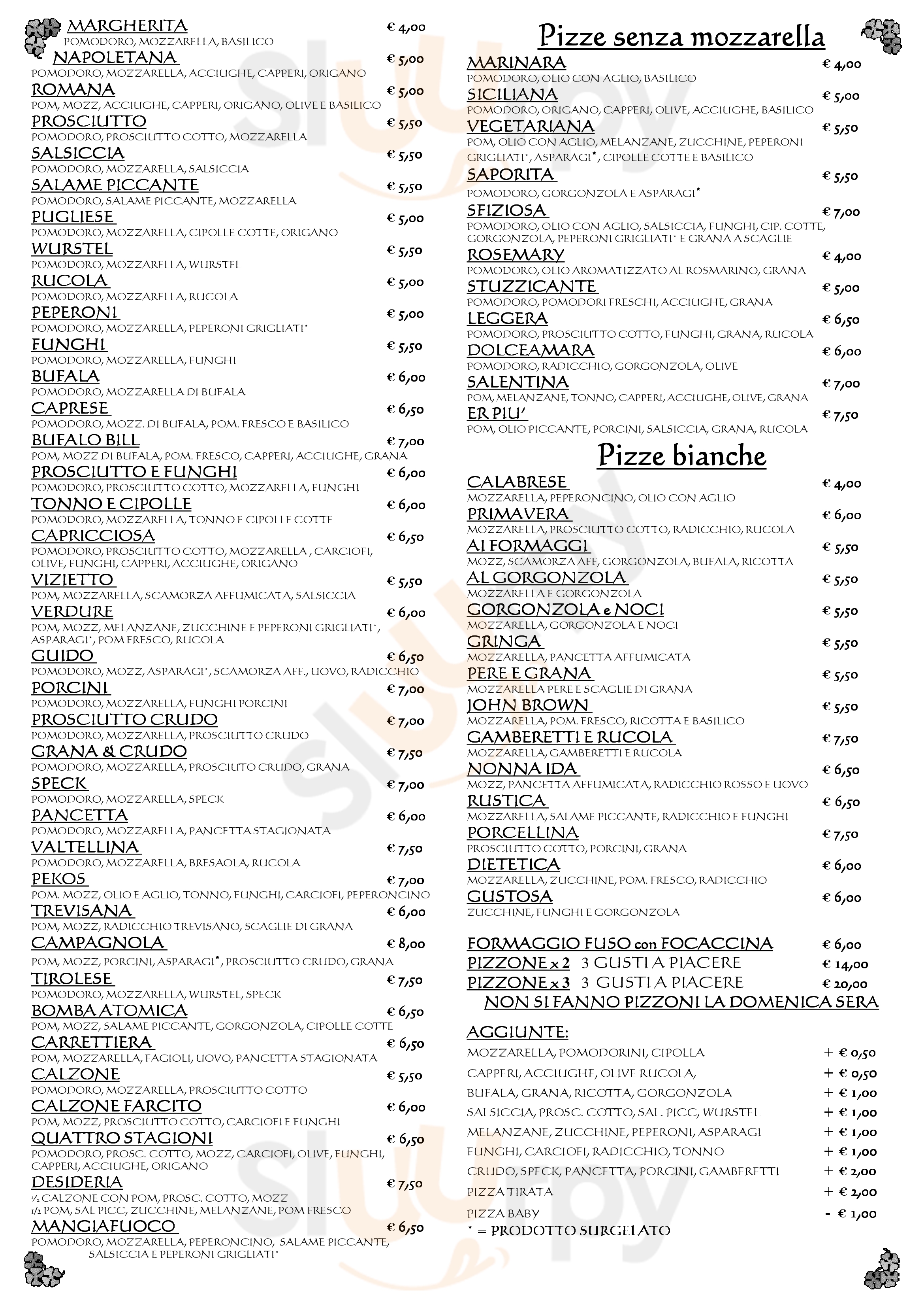 Ristorante Pizzeria Da Guido Viadana menù 1 pagina