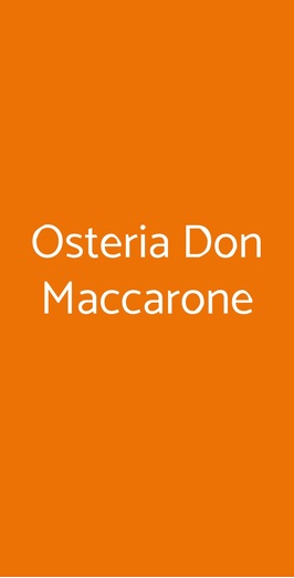 Osteria Don Maccarone, Napoli