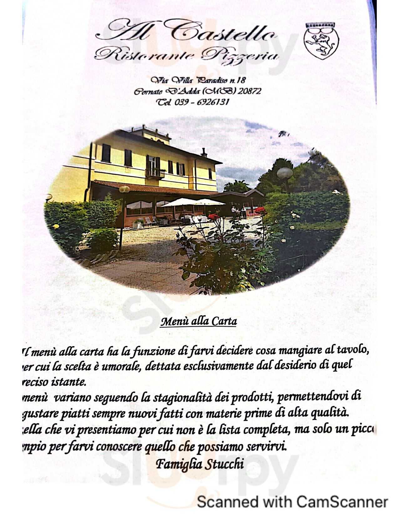 Ristorante Al Castello Cornate d'Adda menù 1 pagina